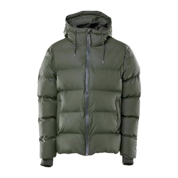 Rains Puffer Down Jacket Waterproof Vegan Unisex Green - Picture 3 of 13